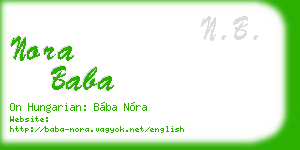 nora baba business card